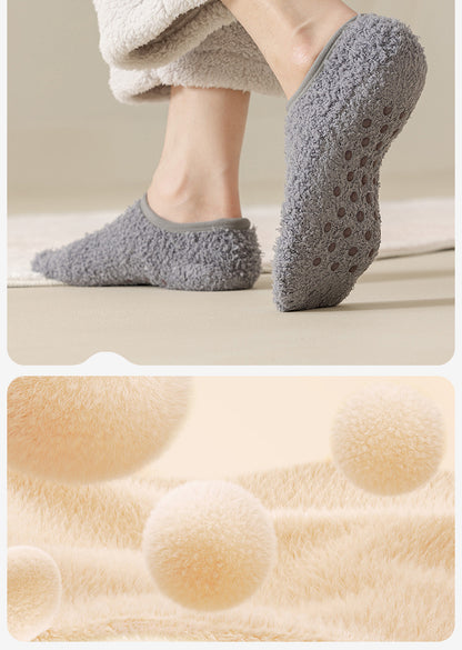 Coral fleece warm, non-slip floor socks, thickened and lined, perfect for home wear and sleeping