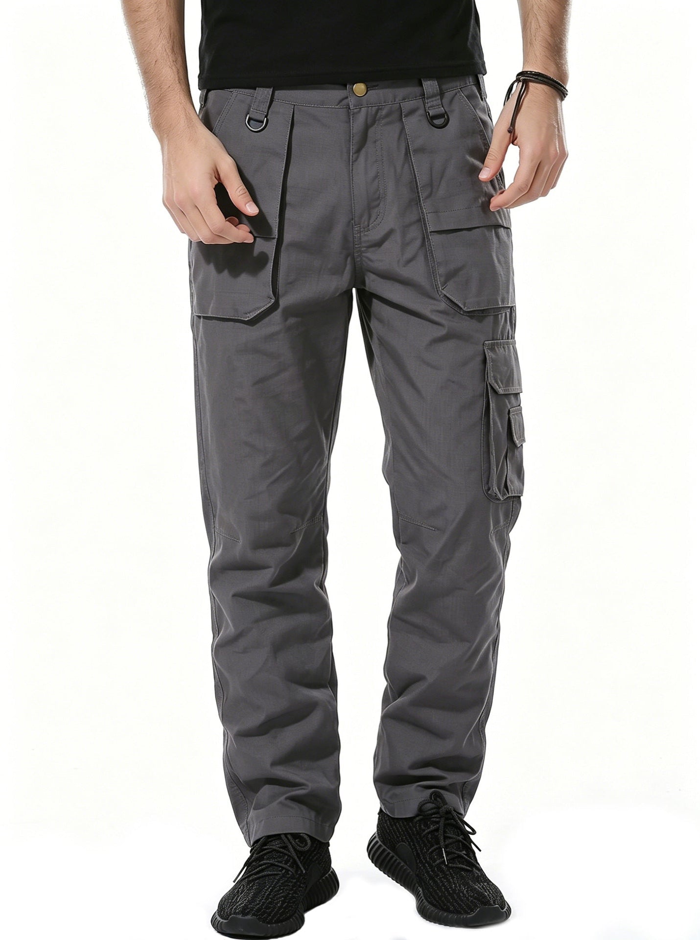 Plus Size Men Camo Cargo Pants, Mens Straight Leg Camouflage Work Pants