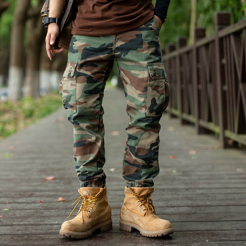 Loose-fit Camo Work Trousers with Heavyweight Fabric and Amekaji Elements for Men