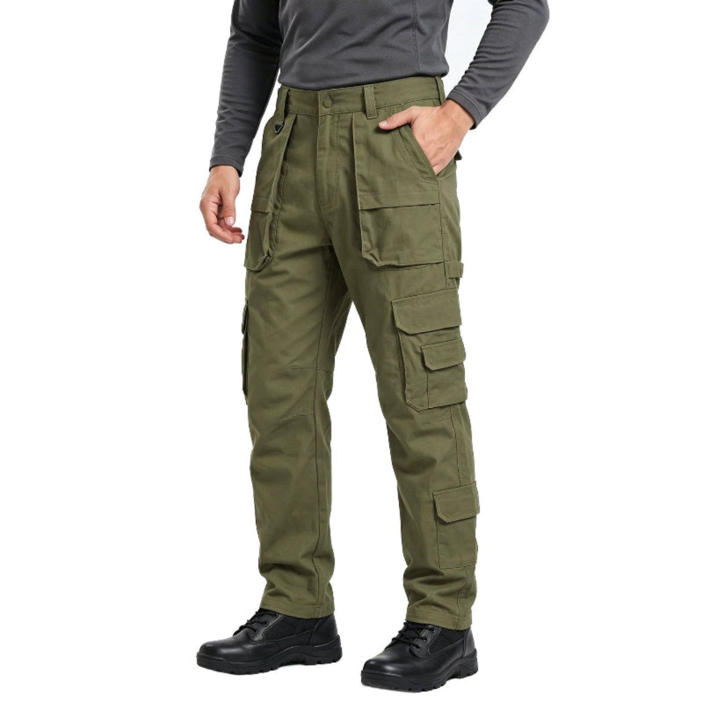 Plus Size Men Camo Cargo Pants, Mens Straight Leg Camouflage Work Pants