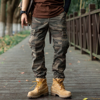 Loose-fit Camo Work Trousers with Heavyweight Fabric and Amekaji Elements for Men