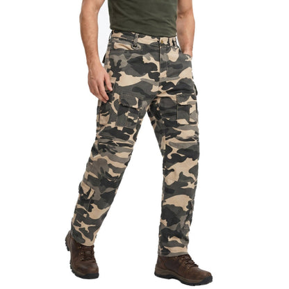 Plus Size Men Camo Cargo Pants, Mens Straight Leg Camouflage Work Pants