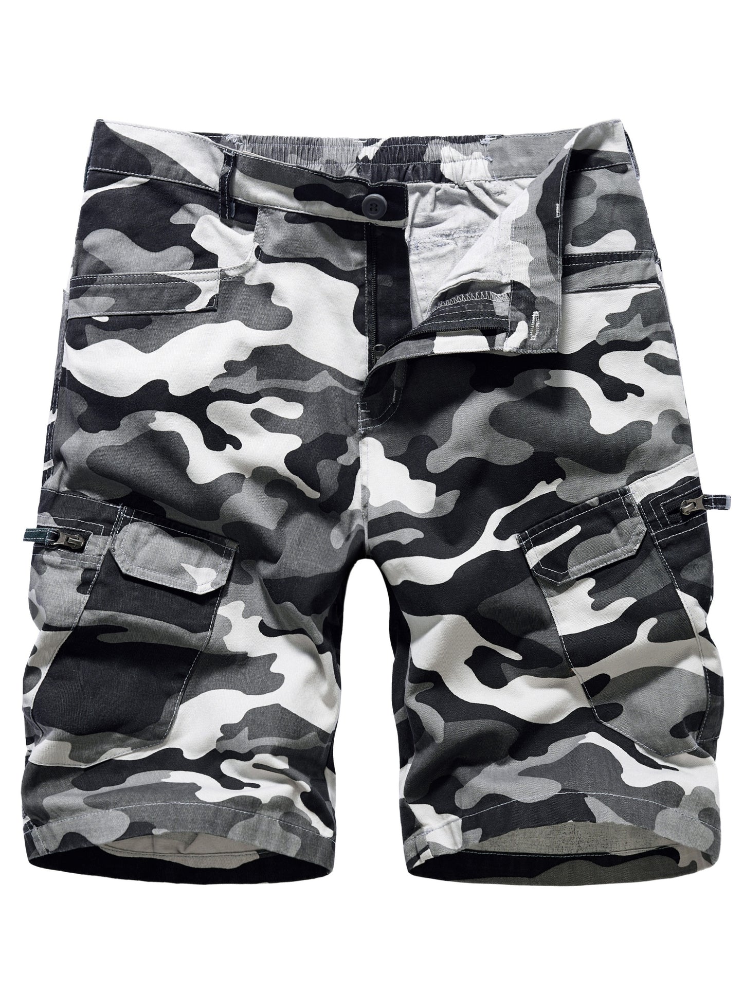 Men's Casual Camouflage Cargo Short Pants, Oversized Shorts With Pocket Plus Size