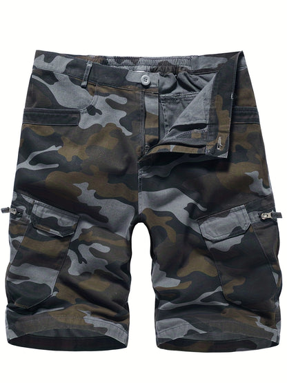 Men's Casual Camouflage Cargo Short Pants, Oversized Shorts With Pocket Plus Size