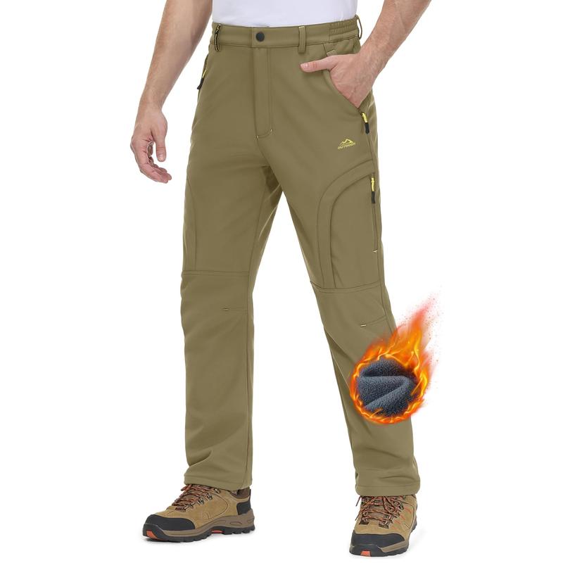 Men's Winter Pants 5 Zip Pockets Snow Ski Pants Fleece Lined Water Resistant Hiking Pants