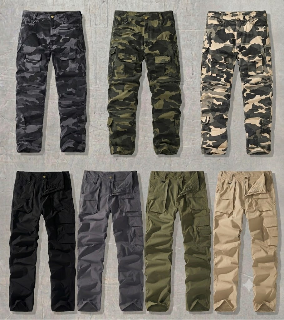Plus Size Men Camo Cargo Pants, Mens Straight Leg Camouflage Work Pants
