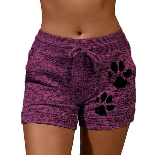 Dog Mom Paw Print Activewear Drawstring Lounge Shorts