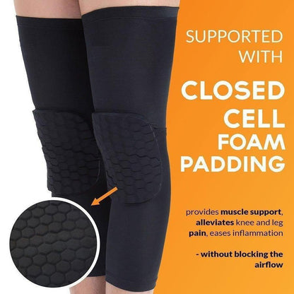 Padded Compression Knee Sleeves - Basketball & Wrestling HexPads! upliftex